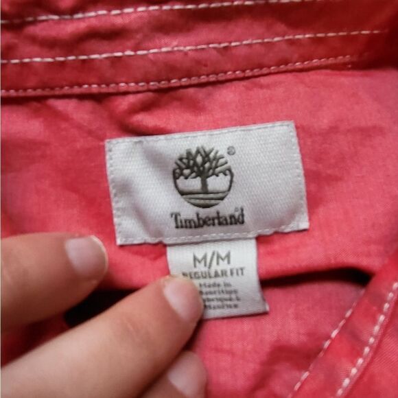 Timberland Cotton Button Down Shirt Pink Men's Medium - Picture 2 of 5